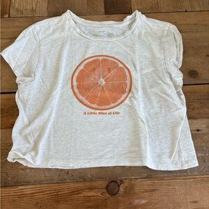 Aerie Cropped Graphic Tee with Orange Slice Print